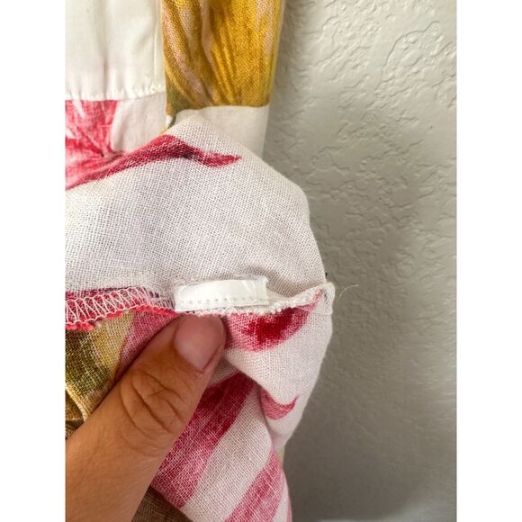 House of Harlow Midi Dress Size XS Linen-Blend Cut Out Smocked Back Bead Tassels - Picture 11 of 12